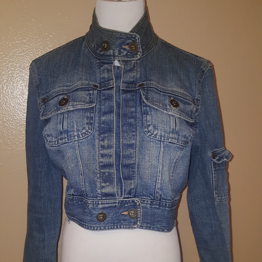 [ Miss LILI] Cropped denim jean jacket